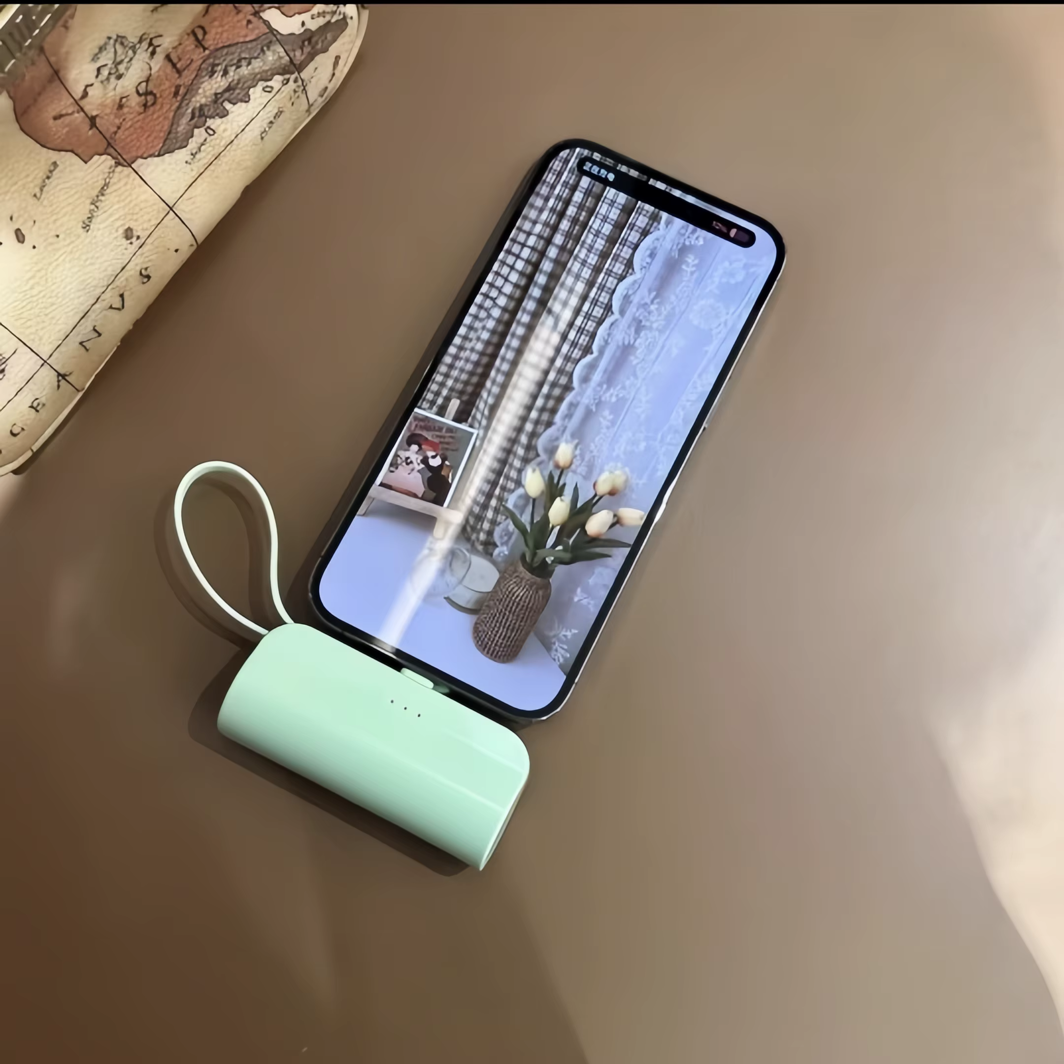 Power Bank plugged into phone